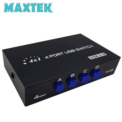 USB 2.0 수동 선택기 4:1 PC 프린터 양방향 스위치 A포트1 X B포트4 무전원 버튼 맥스텍 MT842